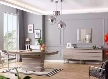 Tisch 6x Stühle Sideboard Spiegel 9tlg Esszimmer Set Gruppe Garnitur